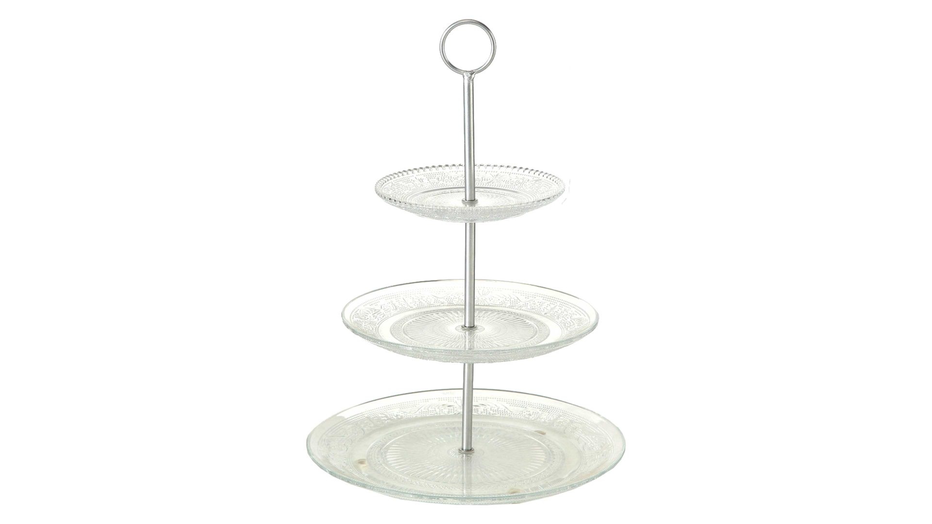 Etagere Interliving BEST BUDDYS! aus Glas in Transparent Interliving BEST BUDDYS! Etagere Relief Klarglas – Höhe ca. 35 cm