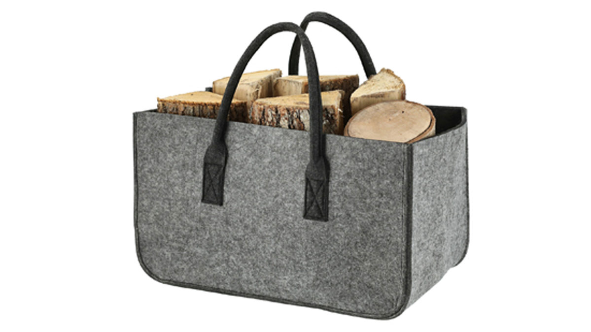 Tasche Interliving BEST BUDDYS! aus Kunstfaser in Hellgrau Interliving BEST BUDDYS! Kaminholz-Filztasche grauer Filz - ca. 48 x 25 cm